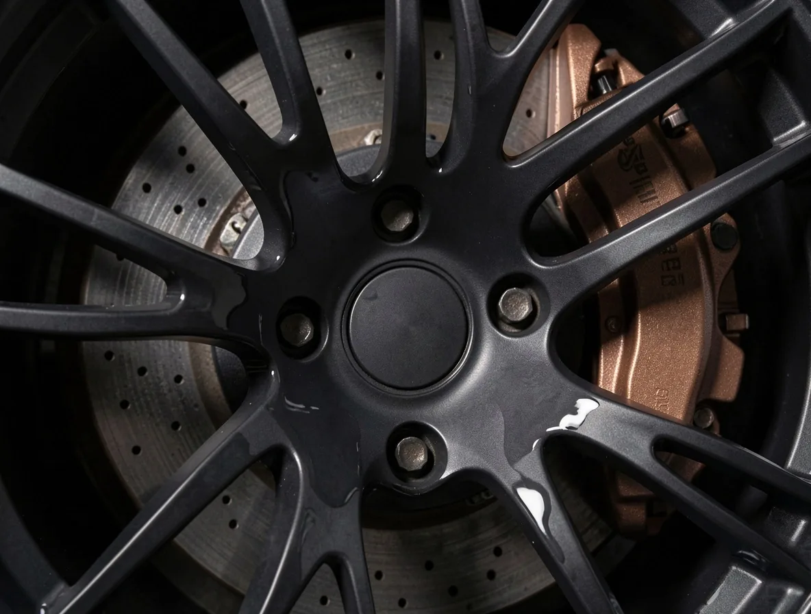 Gecoate sportvelg en remklauw na wheel-off behandeling