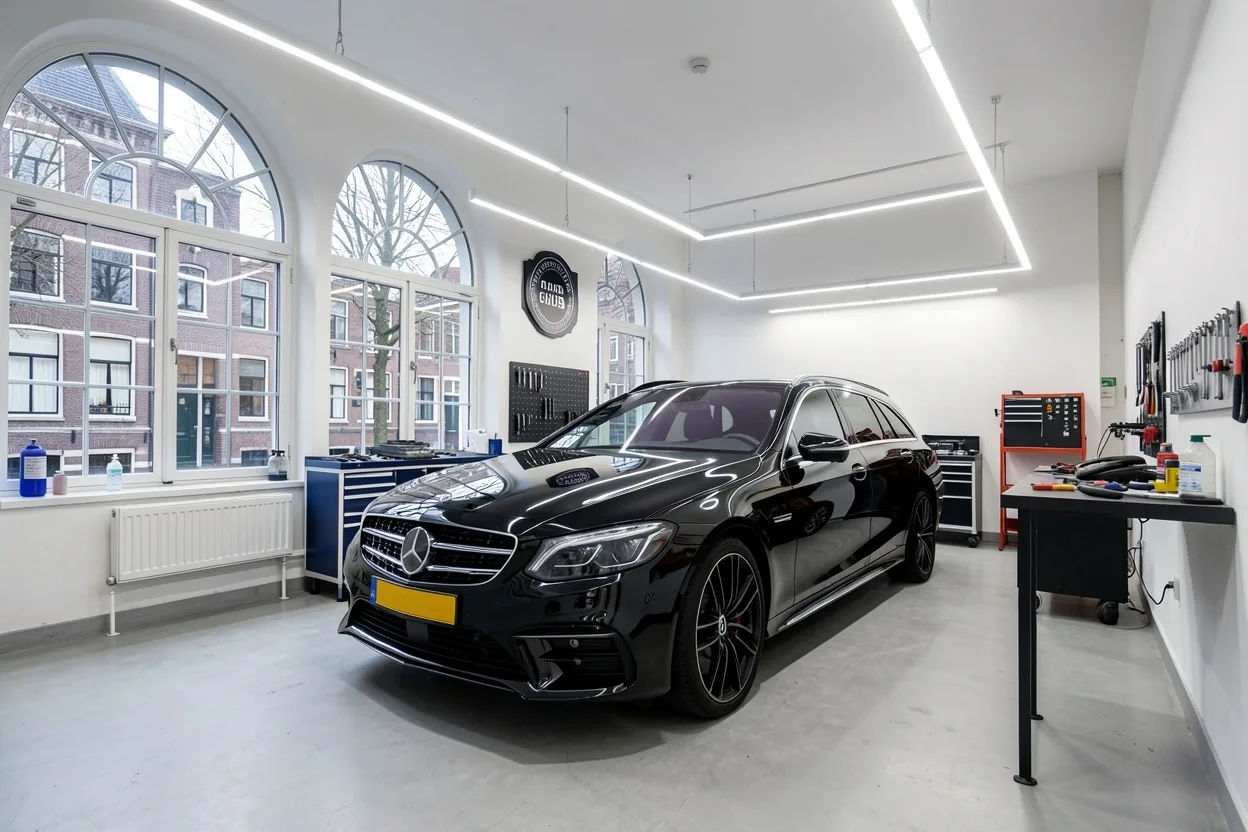Exclusieve auto in de Merendal detailing bay aan de Prinsengracht