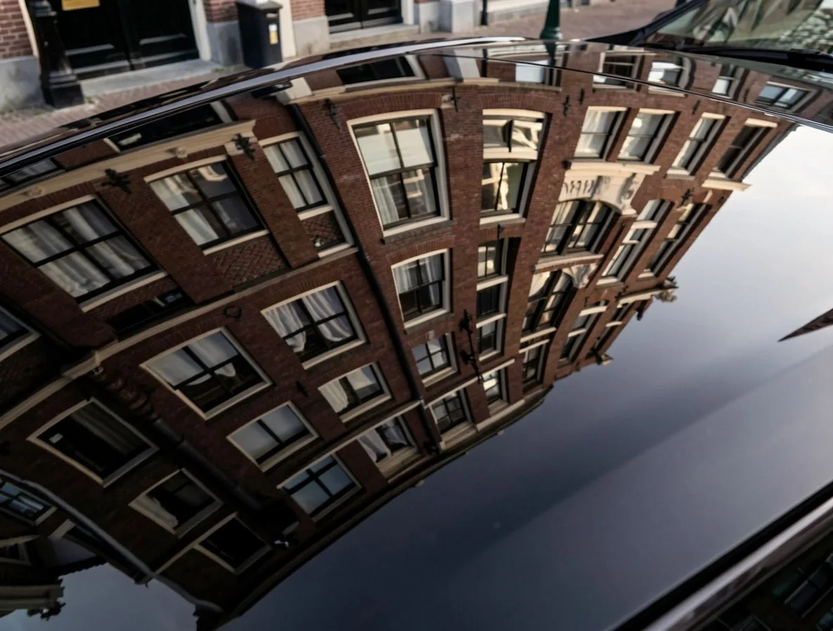 Spiegelgladde lakcorrectie met grachtenhuis reflectie